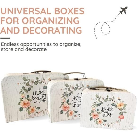 Luggage Décor: Set of 3 Paperboard Suitcases, Decorative Cardboard Storage Boxes - Picture 2 of 5